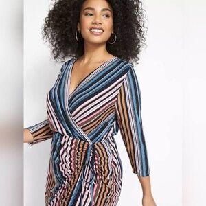 Lane Bryant Ruched Striped Dress Size 18/20